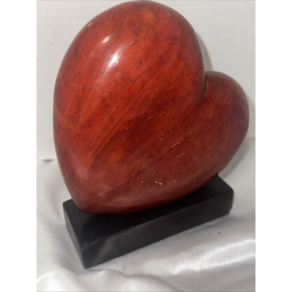 Red Alabaster Heart Bookend Valentine's Statue Figurine Pier 1 B10